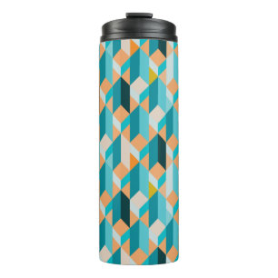 Teal And Orange Shapes Pattern Thermal Tumbler