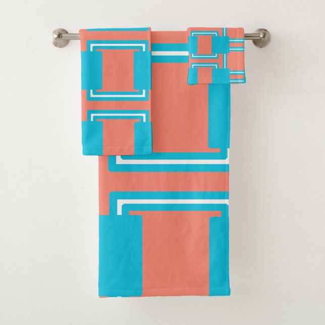 Teal and Orange Square Towel (Insitu)