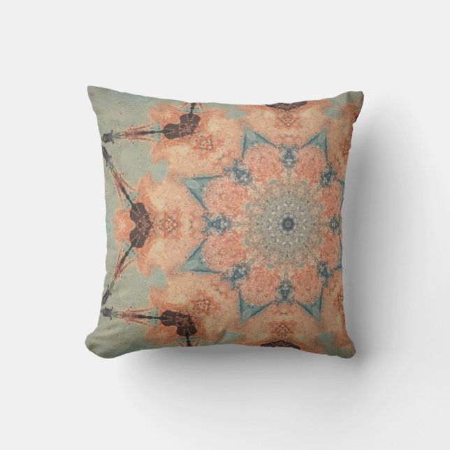 Teal and orange throw pillow (Front)