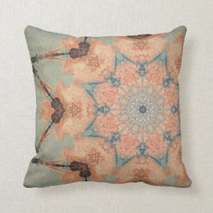 Teal and orange throw pillow