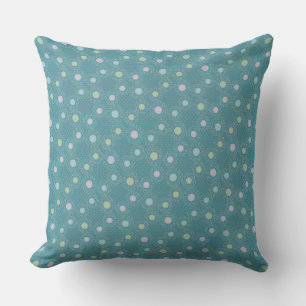 Teal and Pastel Polkadots Throw Pillow