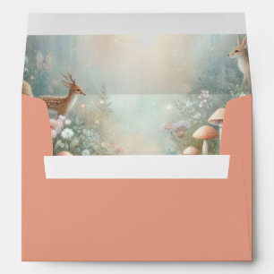 Teal and Peach Enchanted Forest Wedding Envelope