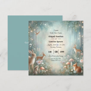 Teal and Peach Enchanted Forest Wedding Invitation