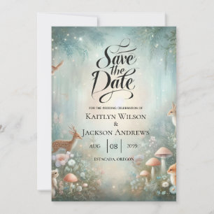 Teal and Peach Enchanted Forest Wedding Save The Date