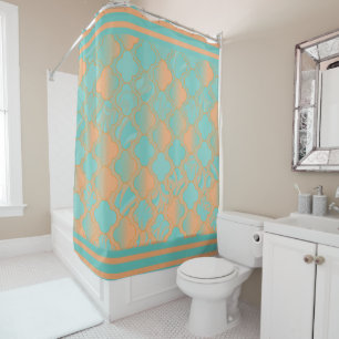Teal and Peach Quatrefoil Patterns