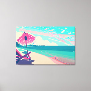 Teal and Peach Sandy Beach  Canvas Print