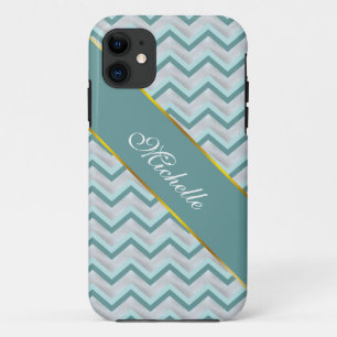 Teal and Pearls ZigZag iPhone 11 Case