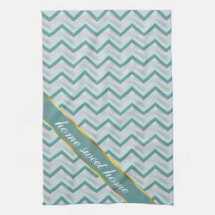 Teal and Pearls ZigZag Kitchen Towel