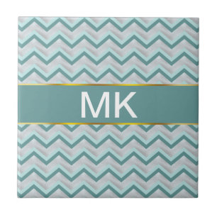 Teal and Pearls ZigZag Tile