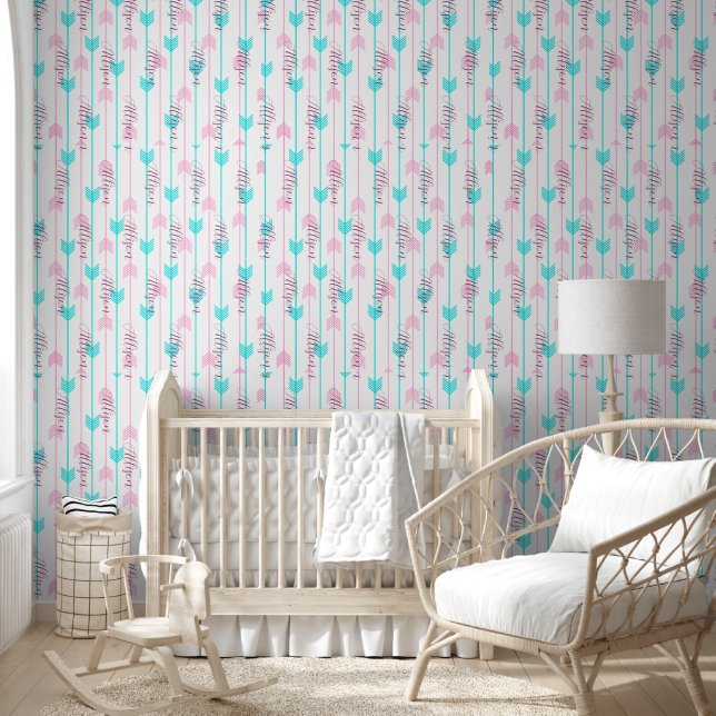 Teal and pink arrows personalized wallpaper (Kids)