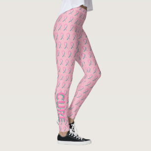 Teal and Pink Awareness Ribbon Angel Leggings