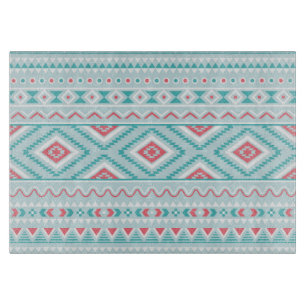 Teal and Pink Aztec Tribal Pattern Cutting Board