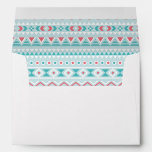 Teal and Pink Aztec Tribal Pattern Envelope