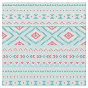 Teal and Pink Aztec Tribal Pattern Fabric