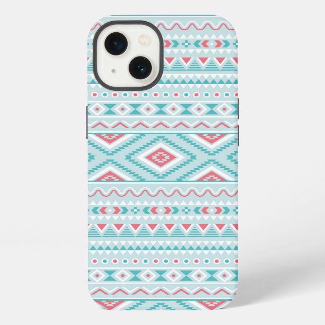 Teal and Pink Aztec Tribal Pattern iPhone Case (Back)
