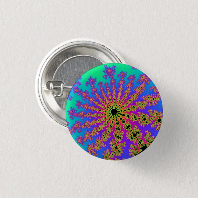 Teal and Pink Burst 1 Inch Round Button (Front & Back)