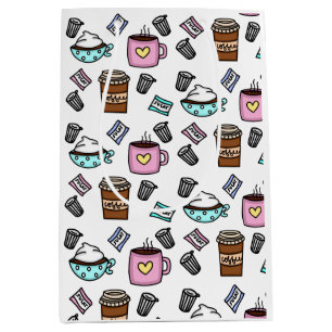 Teal and pink cute coffee coffee mugs medium gift bag