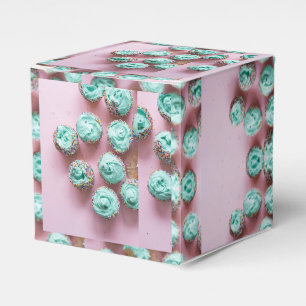 Teal and Pink Cute Mini Cupcakes Favor Box