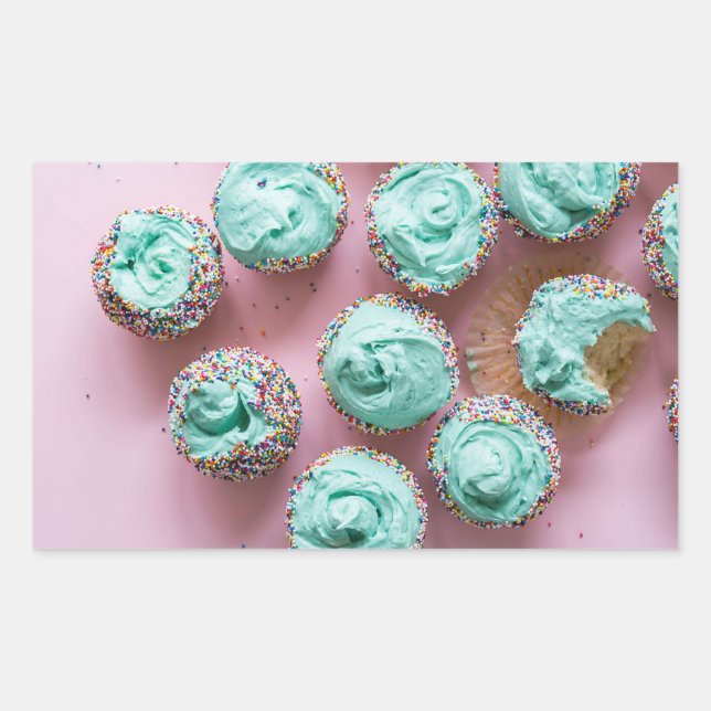 Teal and Pink Cute Mini Cupcakes Sticker (Front)