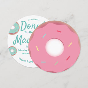 Teal and Pink Doughnut Sprinkle Mix Round Invitation