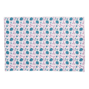 Teal and Pink Floral Pattern   Modern Botanical  Pillowcase