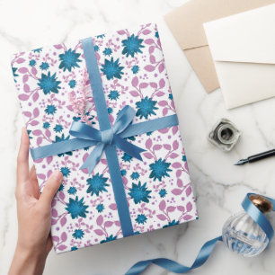 Teal and Pink Floral Pattern   Modern Botanical  Wrapping Paper