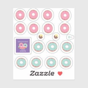 Teal and Pink Frosted Doughnuts Planner Stickers
