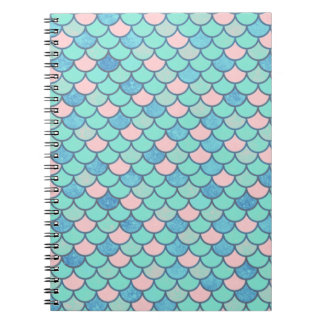 Teal and Pink Mermaid Scales Pattern Notebook