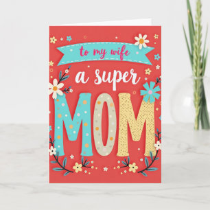 Teal And Pink Mom Mothers Card
