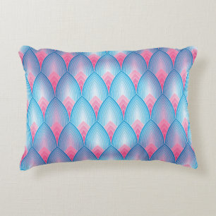 Teal And Pink Petal Pattern Accent Pillow