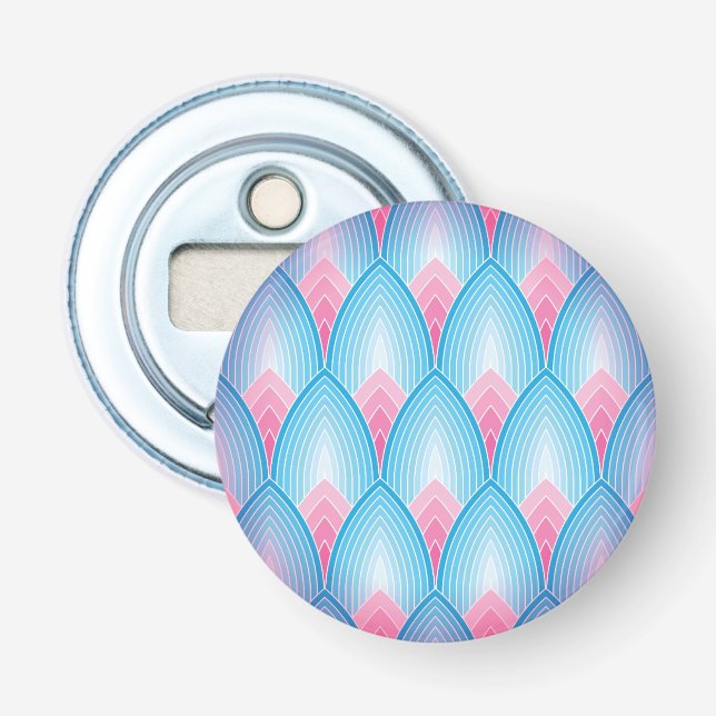 Teal And Pink Petal Pattern Bottle Opener (Front)