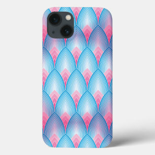 Teal And Pink Petal Pattern iPhone 13 Case