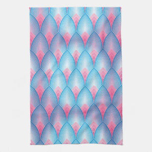 Teal And Pink Petal Pattern Kitchen Towel