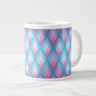 Teal And Pink Petal Pattern Large Coffee Mug