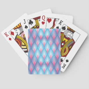 Teal And Pink Petal Pattern Playing Cards