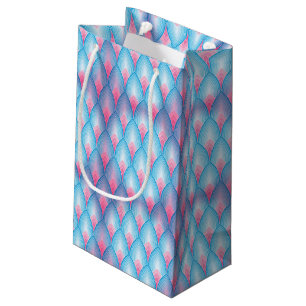 Teal And Pink Petal Pattern Small Gift Bag