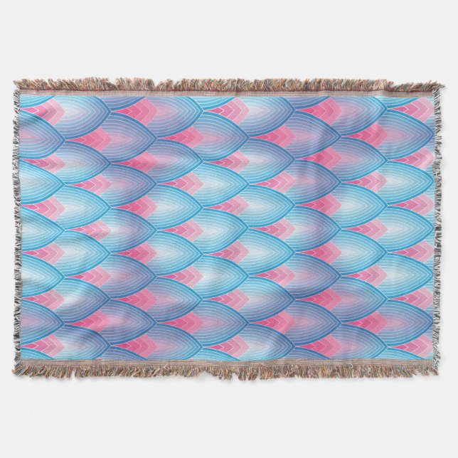 Teal And Pink Petal Pattern Throw Blanket (Front)
