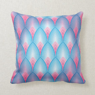 Teal And Pink Petal Pattern Throw Pillow