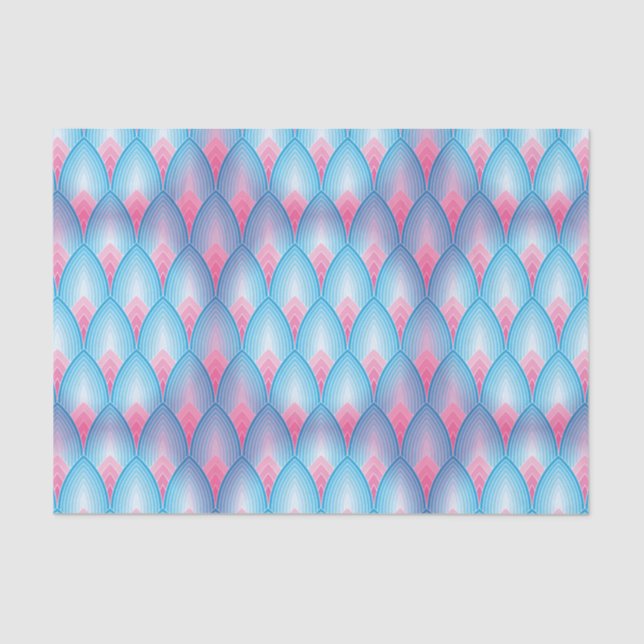 Teal And Pink Petal Pattern Tissue Paper (Front)