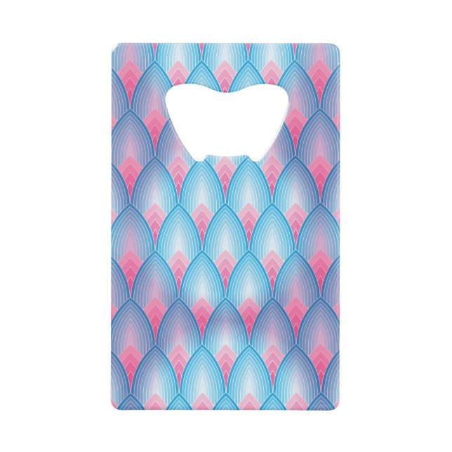 Teal And Pink Petal Pattern Wallet Bottle Opener (Front)