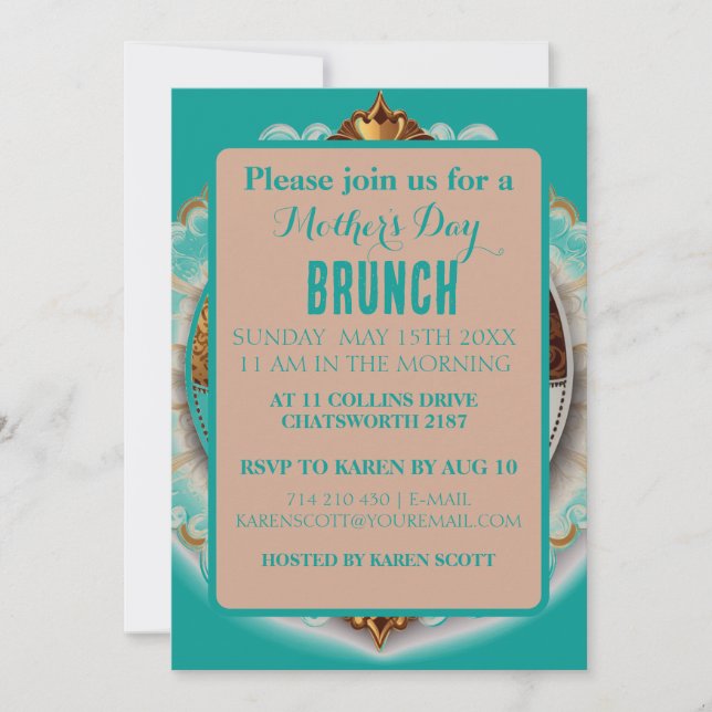 Teal and pink Scrapbook Style Mother's Day Invitation (Front)