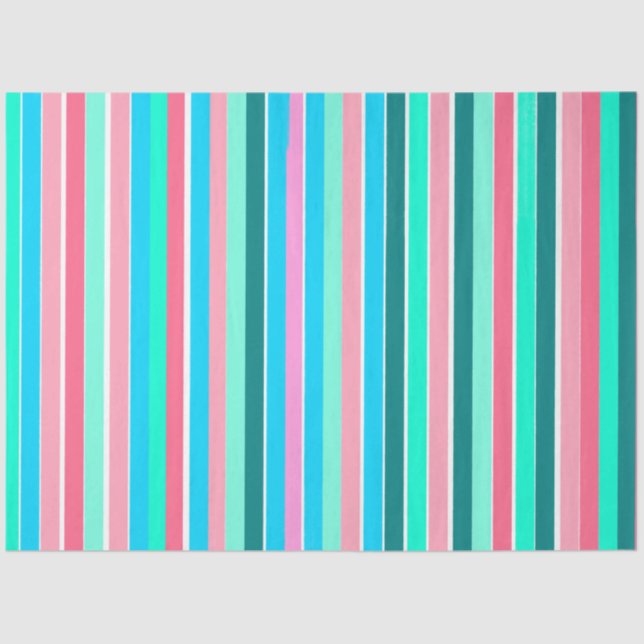 Teal and Pink Stripes  Tissue Paper (Front)