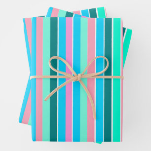 Teal and Pink Stripes  Wrapping Paper Sheet