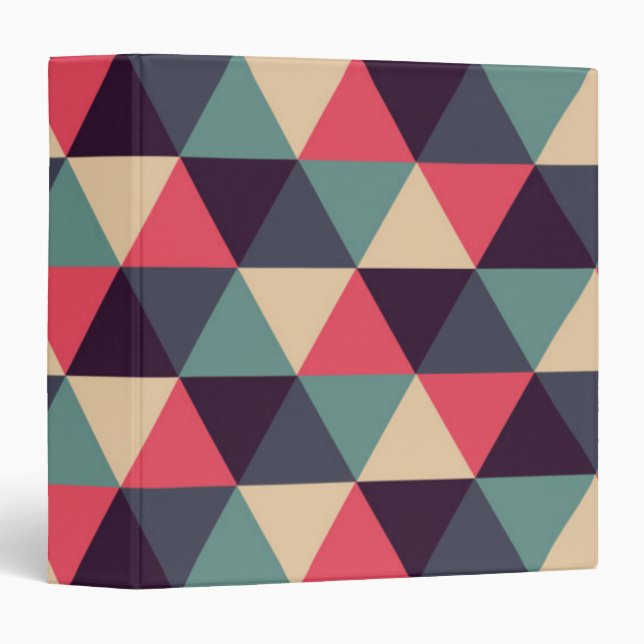 Teal And Pink Triangle Pattern Binder (Front/Spine)