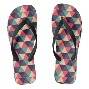 Teal And Pink Triangle Pattern Flip Flops
