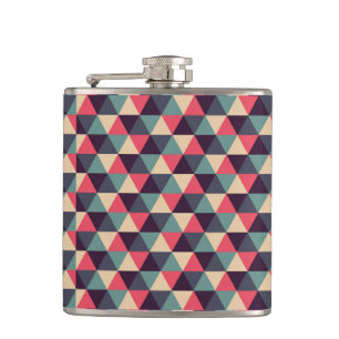 Teal And Pink Triangle Pattern Hip Flask