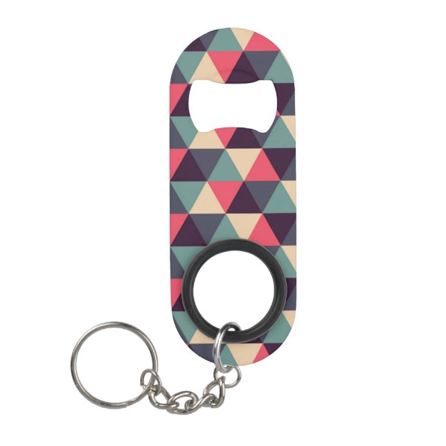 Teal And Pink Triangle Pattern Mini Bottle Opener (Front)