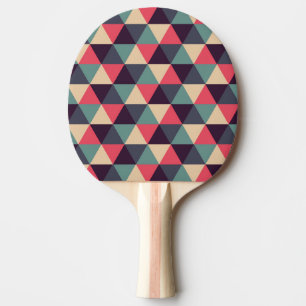 Teal And Pink Triangle Pattern Ping Pong Paddle
