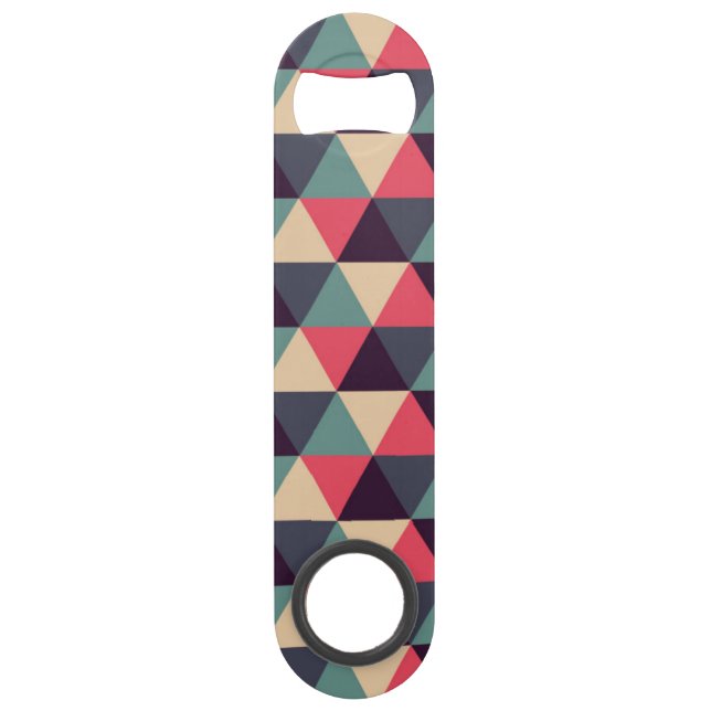 Teal And Pink Triangle Pattern Speed Bottle Opener (Front)