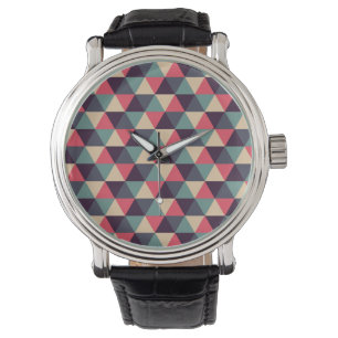 Teal And Pink Triangle Pattern Watch